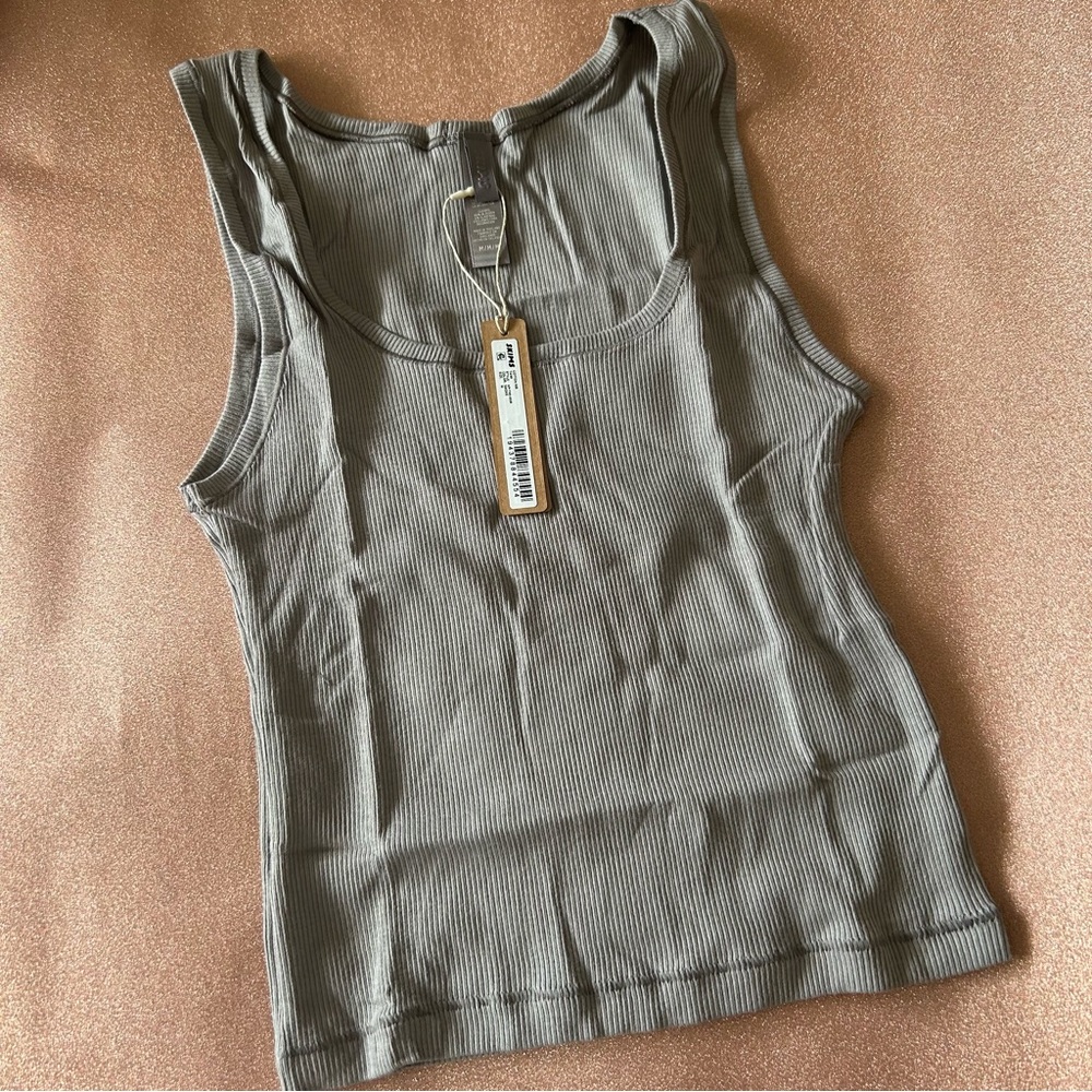 SKIMS Cotton Rib Tank in Smoke - Picture 2 of 3